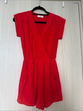 Aritzia Red 100% silk vibrant romper size XXS | summer style feminine